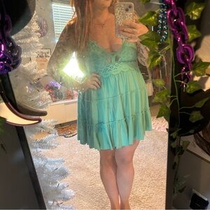 Elegant Aqua Sleeveless Dress